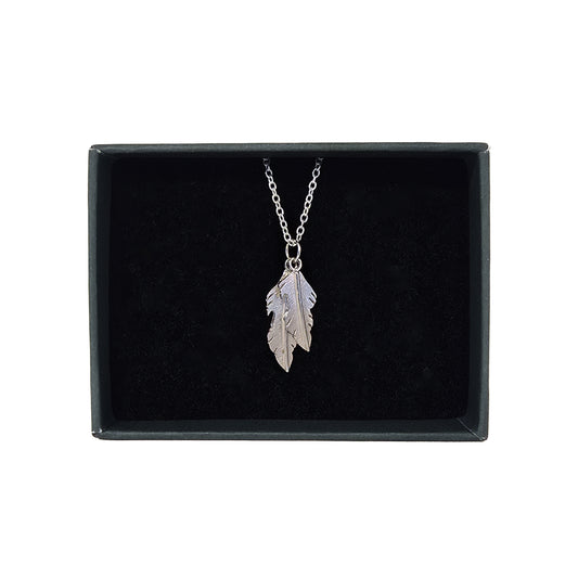 Double Feather Silver Necklace by Jenny Lochart