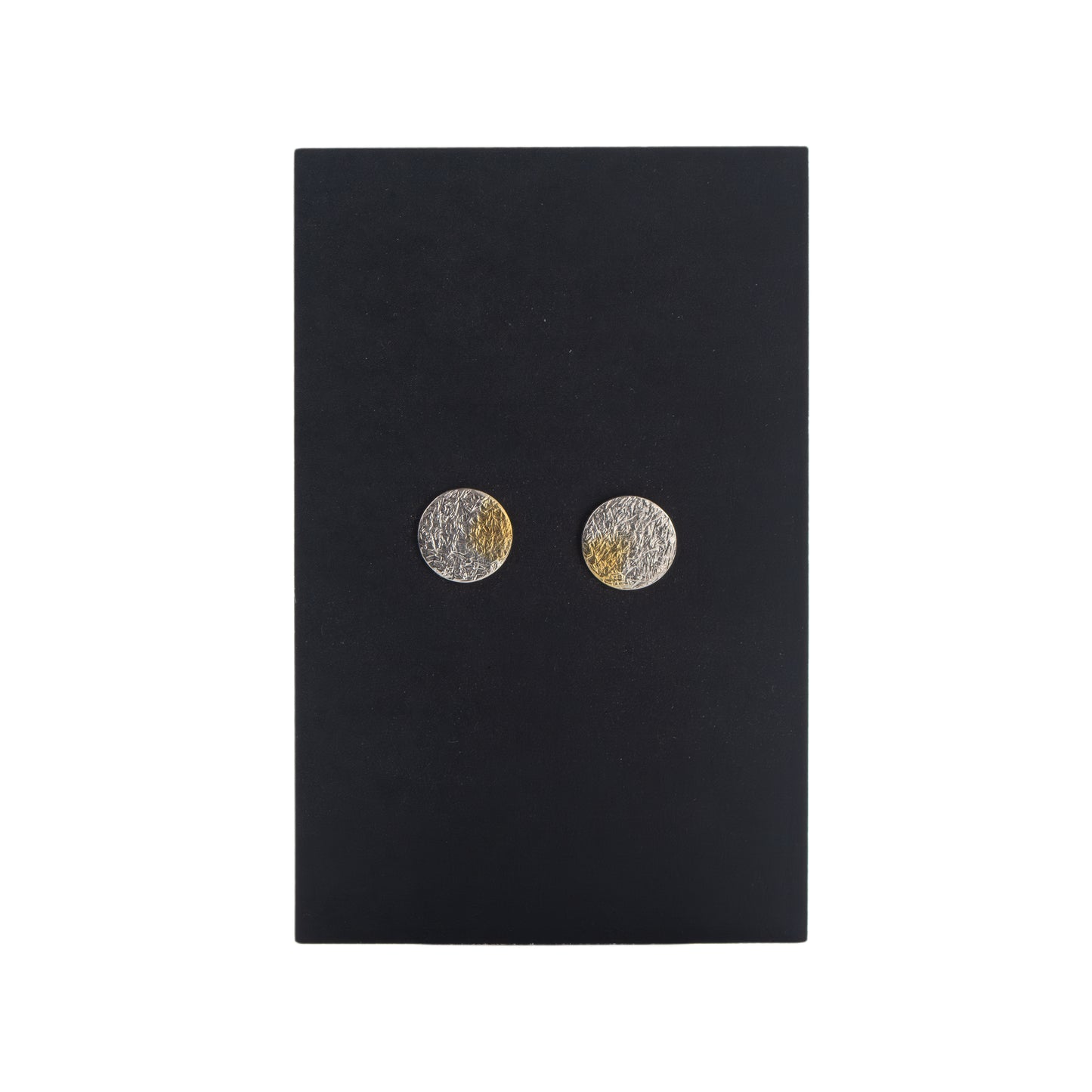 Silver & Gold Disc Stud Earrings – Rough Textured