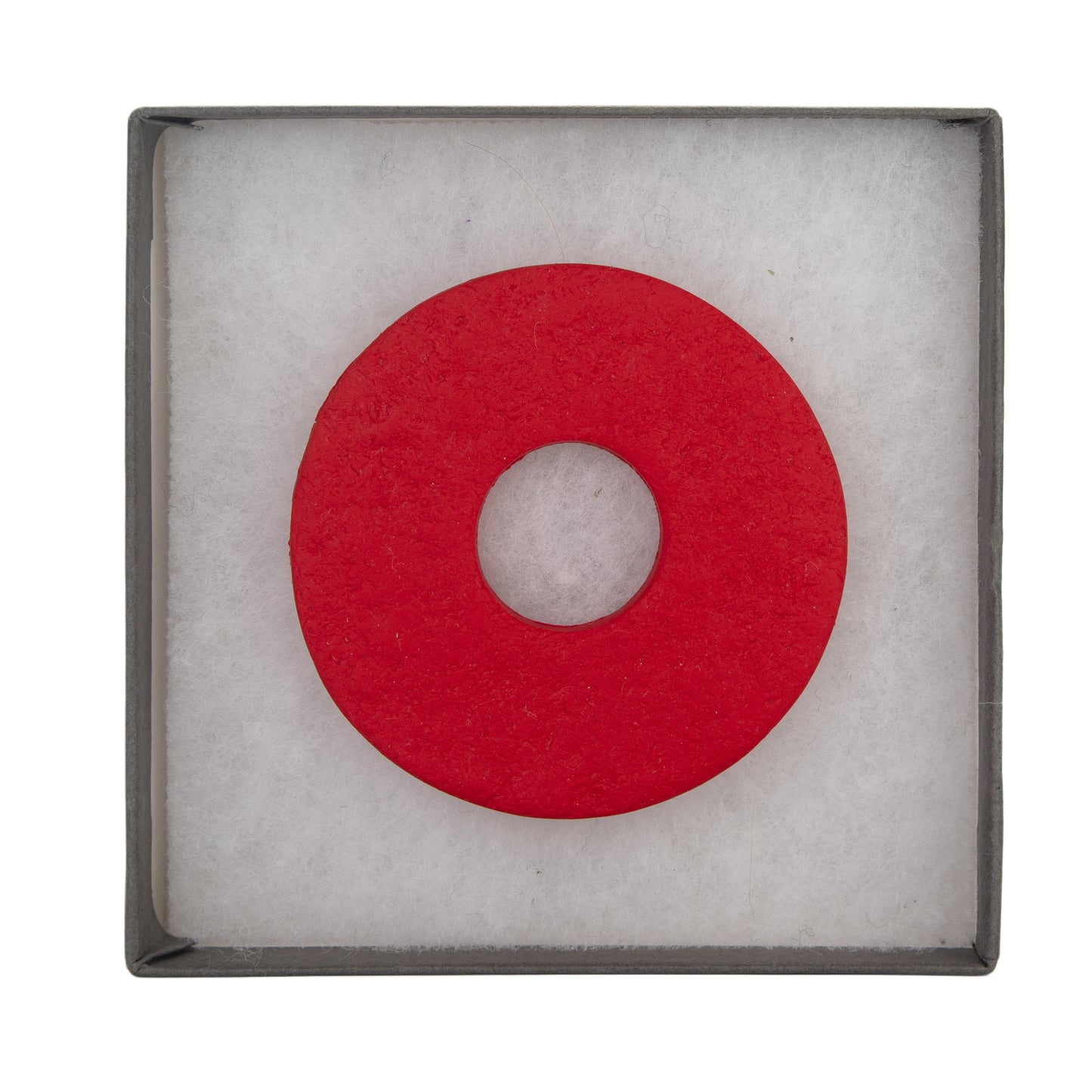 Red Polymer Clay Brooch – Open Circle Design