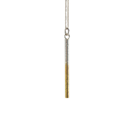 Handmade sterling silver pillar pendant with selective gold plating by Bianca O’Neill Jewellery.