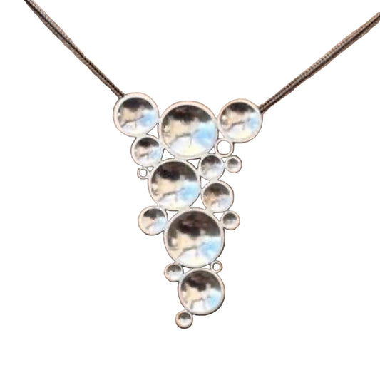 Silver statement disc necklace multi disc array handmade